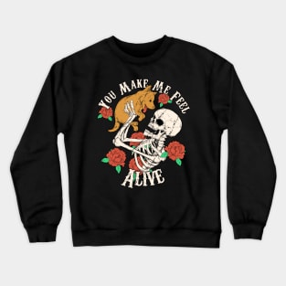 Dog Lover Roses with Skeleton Crewneck Sweatshirt